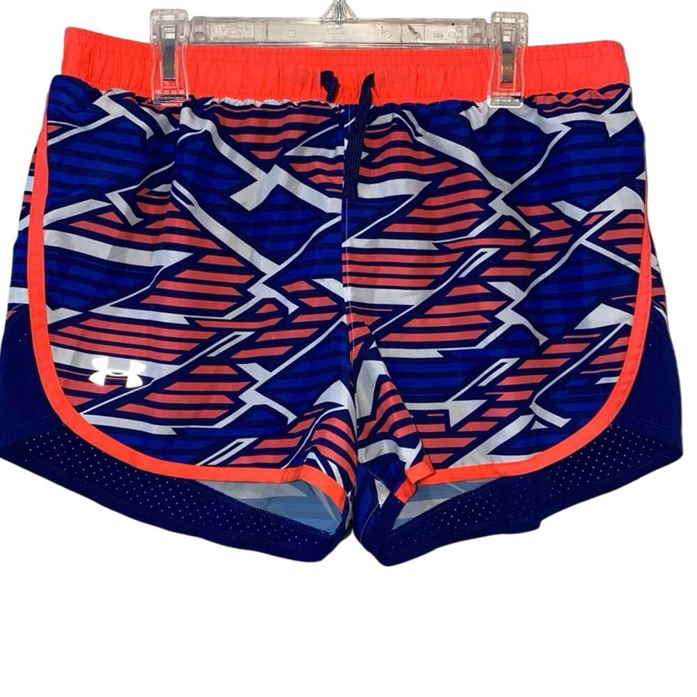 Under Armour Youth XL Athletic Shorts Blue Orange Running Gym Lightweight Girls